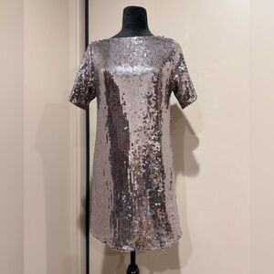Abercrombie & Fitch Shimmering Silver Sequin Holiday Party Dress